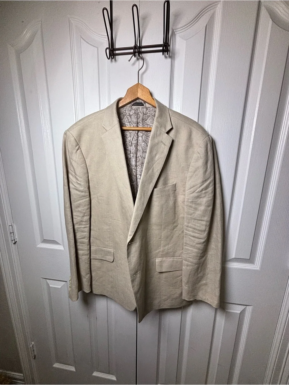 Lauren Ralph Lauren Men’s Linen Blend Sport Coat Blazer Beige Paisley Lining